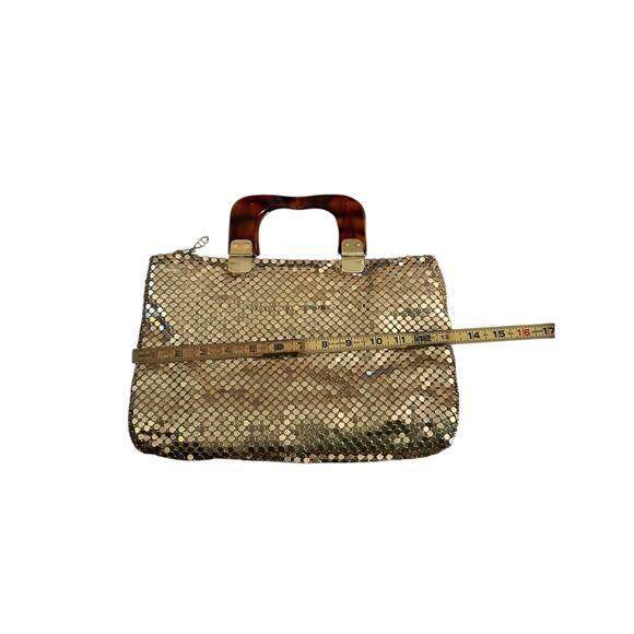 Vintage Women's‎ Gold mesh Sequins Detachable Strap Dual Top Crossbody Handbag - Picture 5 of 7